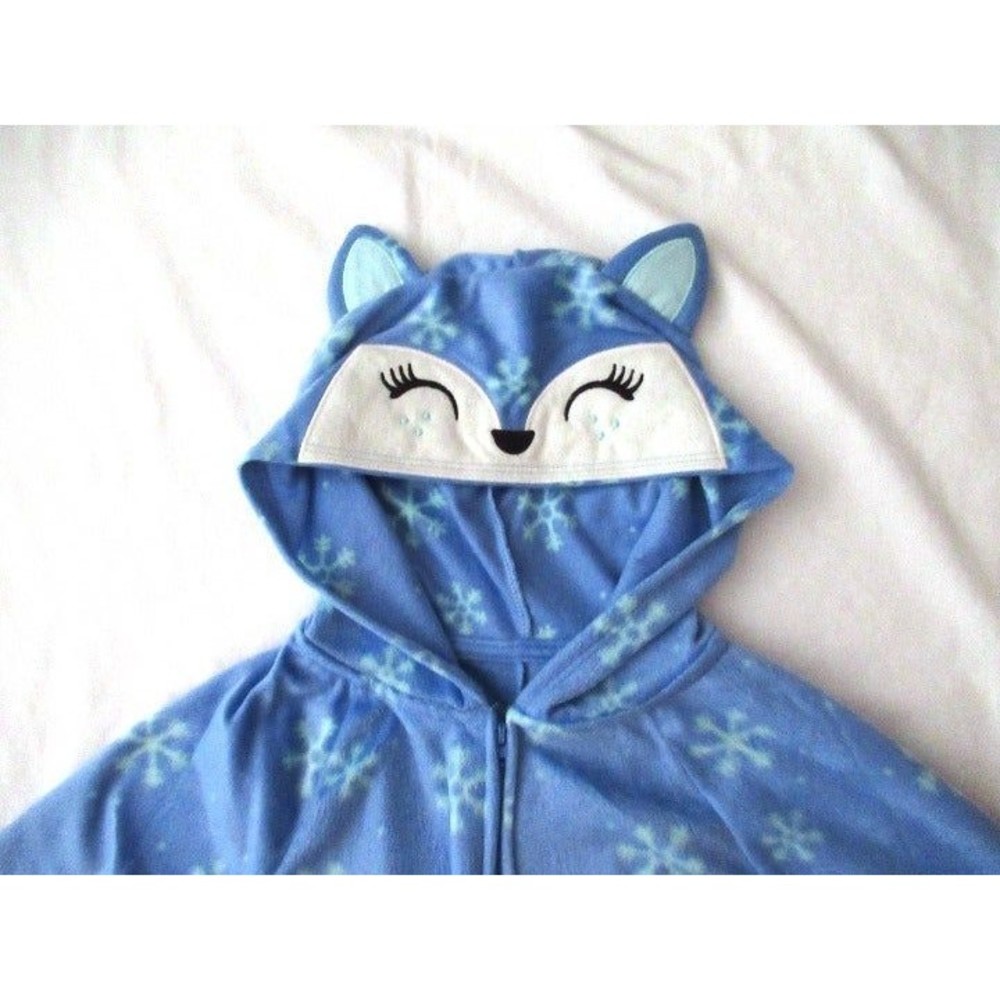 NEW One-Piece Pajamas Fleece Size S (7) Blanket Sleeper Union Suit Hooded Fox